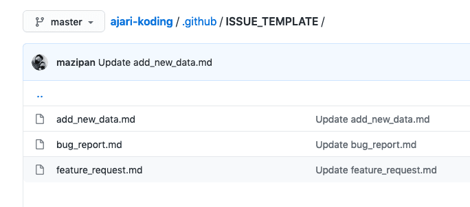 Contoh menambahkan issue template