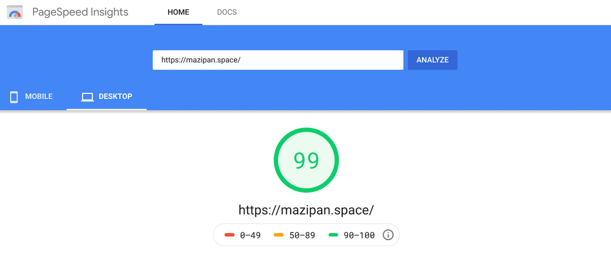 Laporan Pagespeed Insight