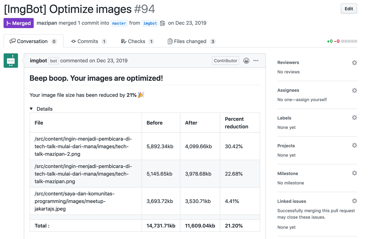 Pull request otomatis oleh ImgBot