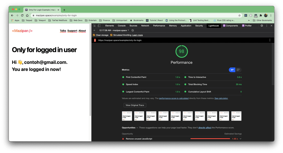 Gambar hasil uji dengan DevTools